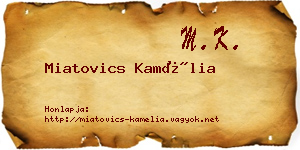 Miatovics Kamélia névjegykártya